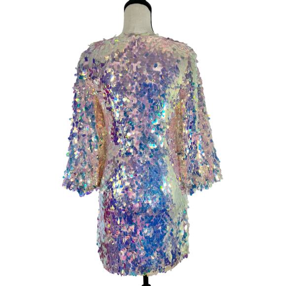 ONE33 Social NWT Pink Iridescent Sequin Balloon Sleeve Party Mini Dress | Size 2 - Picture 8 of 16